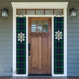 ScotsTee Shop Scottish Black Watch Large Sett Modern Tartan Front Porch Sign Set, Hanging Banner Set
