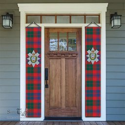 ScotsTee Shop Scottish Black Watch Pipe Band Modern Tartan Front Porch Sign Set, Hanging Banner Set