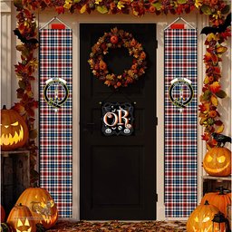 ScotsTee Shop Scottish Bell Border (Bell Southern Bell) Ancient Tartan Front Porch Sign Set, Hanging Banner Set