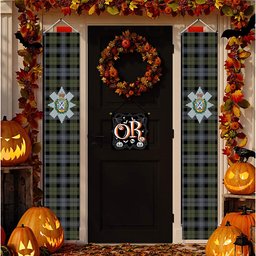 ScotsTee Shop Scottish Black Watch Large Sett Ancient Tartan Front Porch Sign Set, Hanging Banner Set