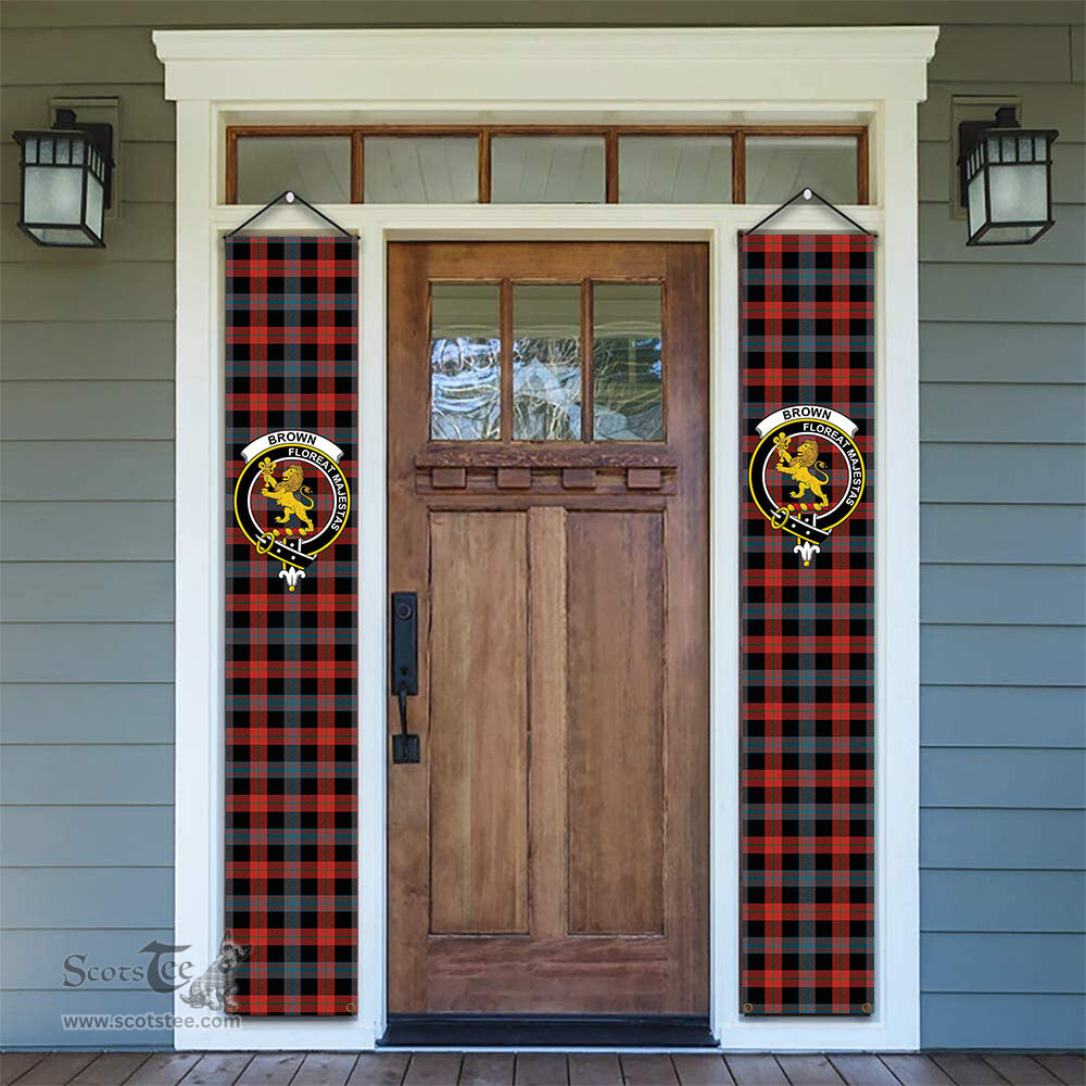 ScotsTee Shop Scottish Brown Ancient Tartan Front Porch Sign Set, Hanging Banner Set