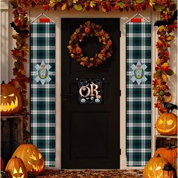 ScotsTee Shop Scottish Black Watch Dress Modern Tartan Front Porch Sign Set, Hanging Banner Set