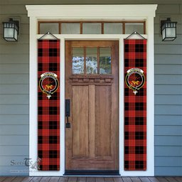 ScotsTee Shop Scottish Cameron Black and Red Ancient Tartan Front Porch Sign Set, Hanging Banner Set