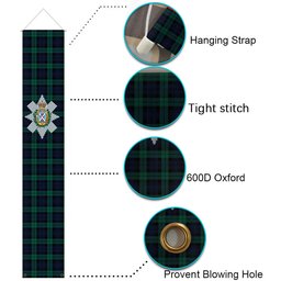 ScotsTee Shop Scottish Black Watch Modern Clan Tartan Front Porch Sign Set, Hanging Banner Set