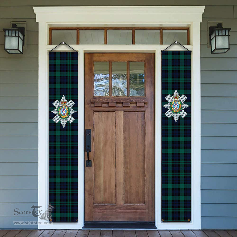 ScotsTee Shop Scottish Black Watch Modern Clan Tartan Front Porch Sign Set, Hanging Banner Set