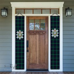 ScotsTee Shop Scottish Black Watch Modern Clan Tartan Front Porch Sign Set, Hanging Banner Set