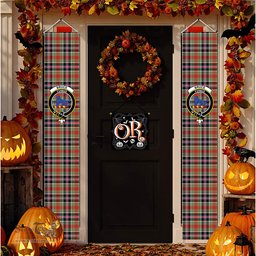 ScotsTee Shop Scottish Bruce of Kinnaird Ancient Tartan Front Porch Sign Set, Hanging Banner Set