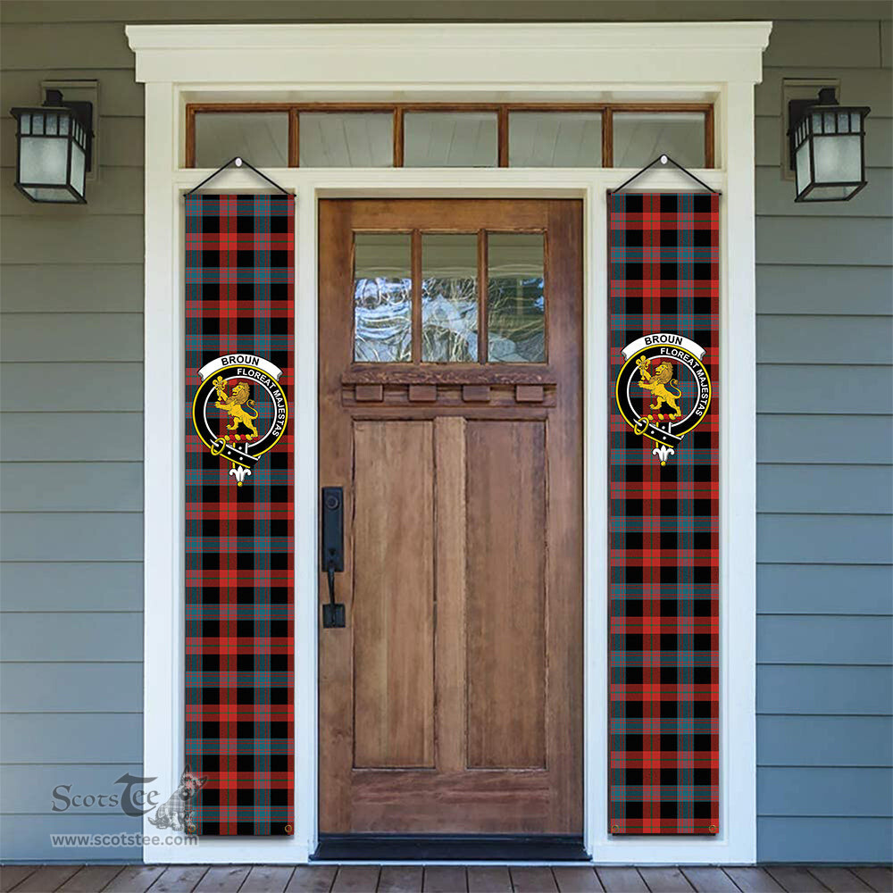 ScotsTee Shop Scottish Broun Ancient Tartan Front Porch Sign Set, Hanging Banner Set