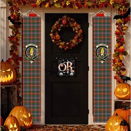 ScotsTee Shop Scottish Caledonia Ancient Tartan Front Porch Sign Set, Hanging Banner Set