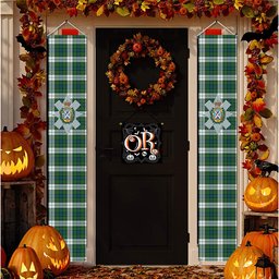 ScotsTee Shop Scottish Black Watch Dress Ancient Tartan Front Porch Sign Set, Hanging Banner Set