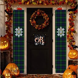 ScotsTee Shop Scottish Black Watch Tartan Front Porch Sign Set, Hanging Banner Set