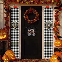 ScotsTee Shop Scottish Burns Check Modern Tartan Front Porch Sign Set, Hanging Banner Set