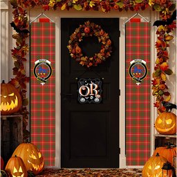 ScotsTee Shop Scottish Bruce Modern Tartan Front Porch Sign Set, Hanging Banner Set