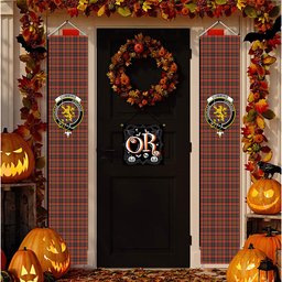 ScotsTee Shop Scottish Cumming Hunting Weathered Tartan Front Porch Sign Set, Hanging Banner Set