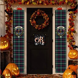 ScotsTee Shop Scottish Davidson Double Modern Tartan Front Porch Sign Set, Hanging Banner Set