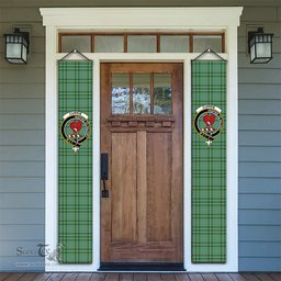 ScotsTee Shop Scottish Currie Modern Tartan Front Porch Sign Set, Hanging Banner Set