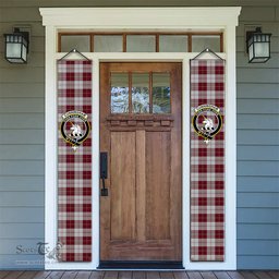ScotsTee Shop Scottish Cunningham Dress Burgundy Dance Tartan Front Porch Sign Set, Hanging Banner Set