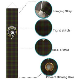 ScotsTee Shop Scottish Cunningham Hunting Modern Tartan Front Porch Sign Set, Hanging Banner Set