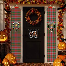 ScotsTee Shop Scottish Chisholm Artifact Ancient Tartan Front Porch Sign Set, Hanging Banner Set