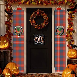 ScotsTee Shop Scottish Hamilton Ancient Tartan Front Porch Sign Set, Hanging Banner Set
