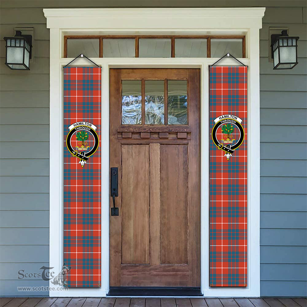 ScotsTee Shop Scottish Hamilton Ancient Tartan Front Porch Sign Set, Hanging Banner Set