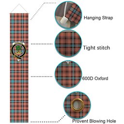 ScotsTee Shop Scottish Hamilton Red Modern Tartan Front Porch Sign Set, Hanging Banner Set