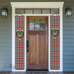 ScotsTee Shop Scottish Hamilton Red Modern Tartan Front Porch Sign Set, Hanging Banner Set
