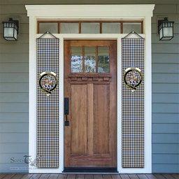 ScotsTee Shop Scottish Haig Modern Tartan Front Porch Sign Set, Hanging Banner Set