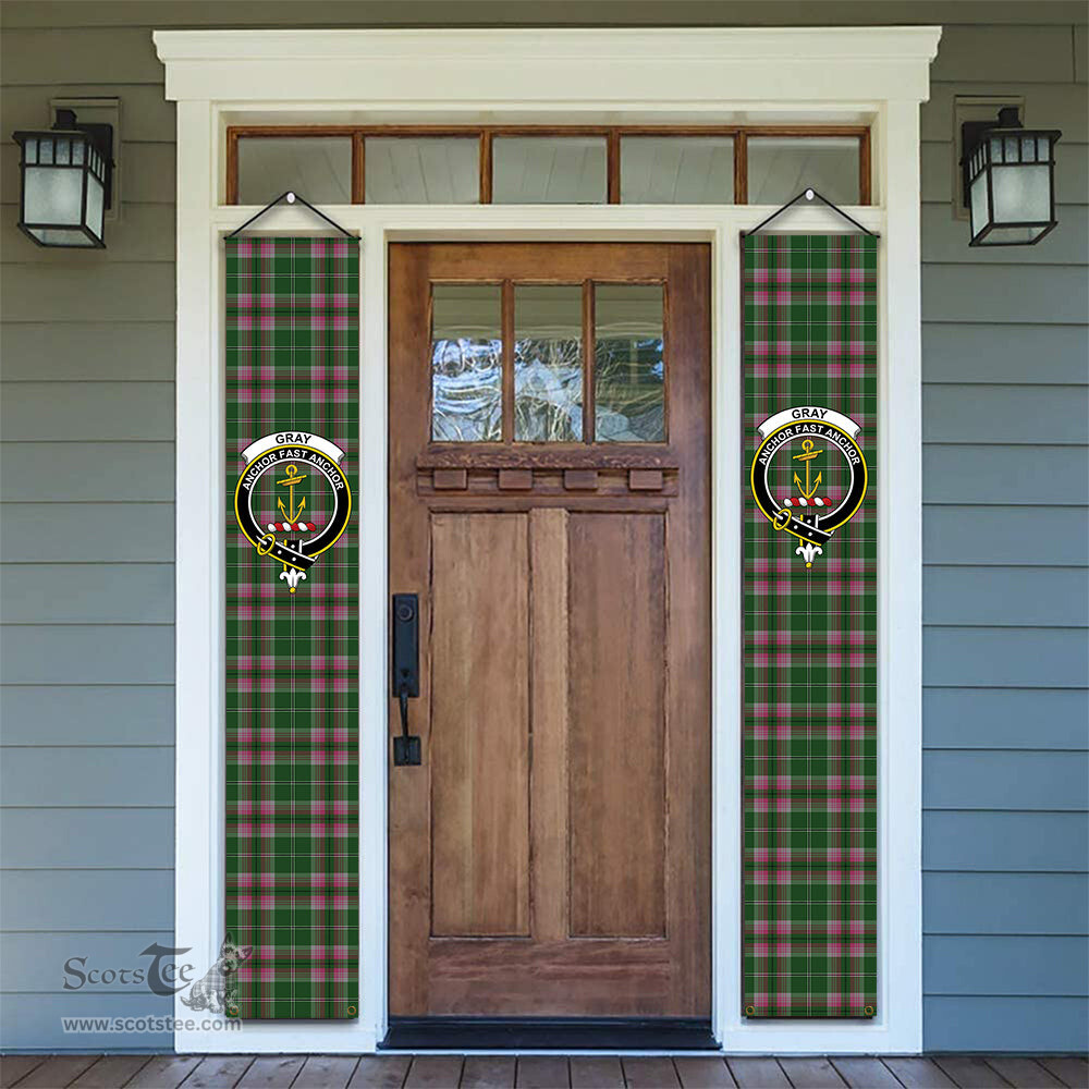 ScotsTee Shop Scottish Gray Hunting SC Tartan Front Porch Sign Set, Hanging Banner Set