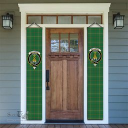 ScotsTee Shop Scottish Galloway Green Ancient Tartan Front Porch Sign Set, Hanging Banner Set