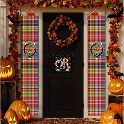 ScotsTee Shop Scottish Drummond of Strathallan Modern Tartan Front Porch Sign Set, Hanging Banner Set