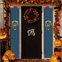 ScotsTee Shop Scottish Douglas Modern Tartan Front Porch Sign Set, Hanging Banner Set