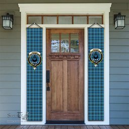 ScotsTee Shop Scottish Hannay Blue Ancient Tartan Front Porch Sign Set, Hanging Banner Set