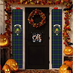 ScotsTee Shop Scottish Dundas 2 Tartan Front Porch Sign Set, Hanging Banner Set