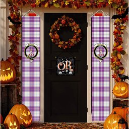 ScotsTee Shop Scottish Dunlop Dress Ancient Tartan Front Porch Sign Set, Hanging Banner Set