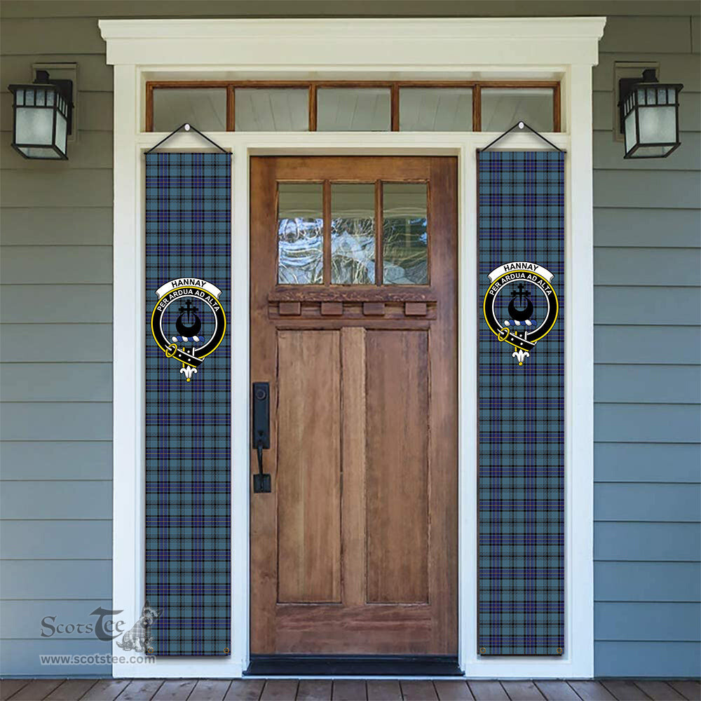 ScotsTee Shop Scottish Hannay Blue Tartan Front Porch Sign Set, Hanging Banner Set