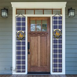 ScotsTee Shop Scottish Gillies Dress Blue Tartan Front Porch Sign Set, Hanging Banner Set
