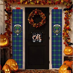 ScotsTee Shop Scottish Hamilton Hunting Modern Tartan Front Porch Sign Set, Hanging Banner Set
