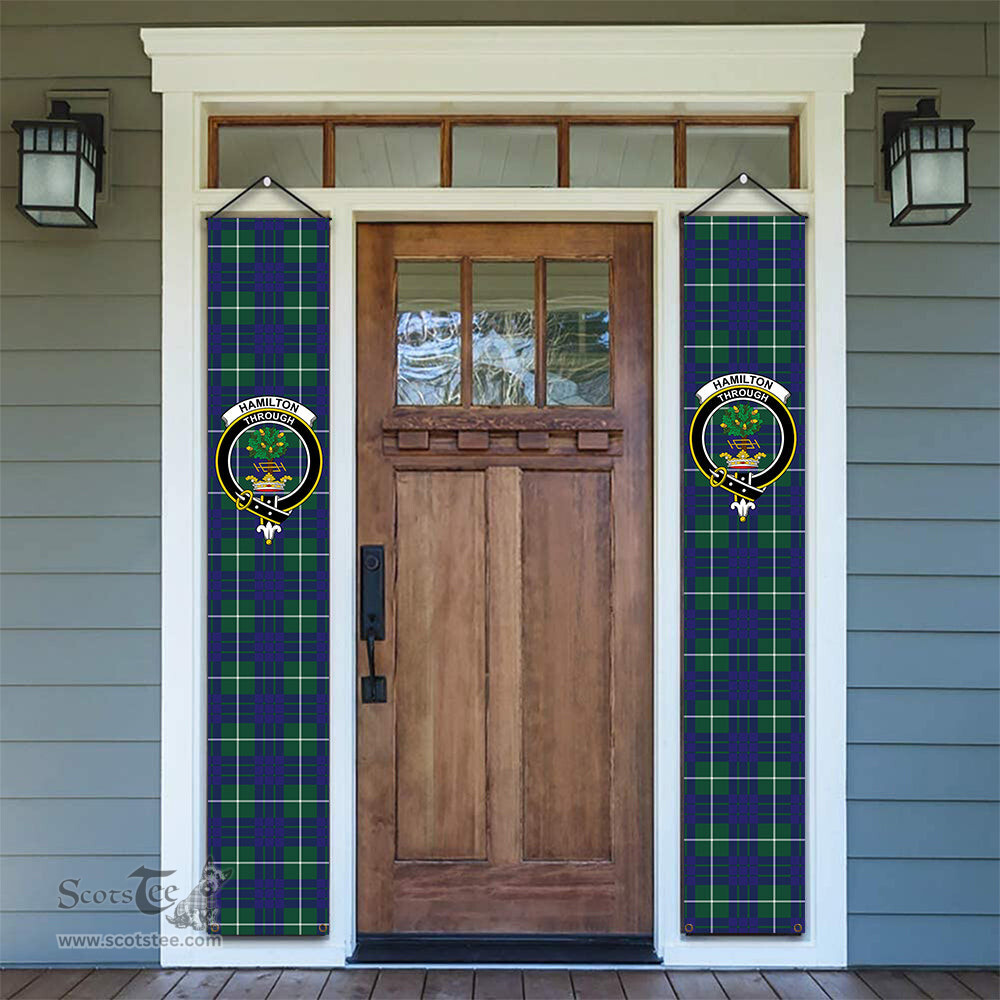 ScotsTee Shop Scottish Hamilton Hunting Modern Tartan Front Porch Sign Set, Hanging Banner Set