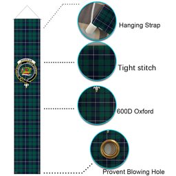 ScotsTee Shop Scottish Douglas Green Modern Tartan Front Porch Sign Set, Hanging Banner Set