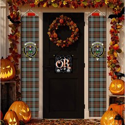ScotsTee Shop Scottish Ferguson Weathered Tartan Front Porch Sign Set, Hanging Banner Set