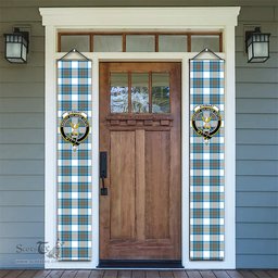 ScotsTee Shop Scottish Stewart Muted Blue Tartan Front Porch Sign Set, Hanging Banner Set