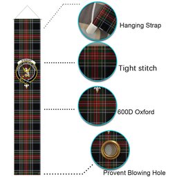 ScotsTee Shop Scottish Stewart Black Tartan Front Porch Sign Set, Hanging Banner Set