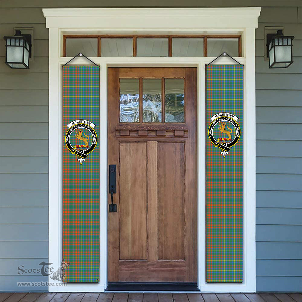 ScotsTee Shop Scottish MacIntosh Hunting Ancient Tartan Front Porch Sign Set, Hanging Banner Set