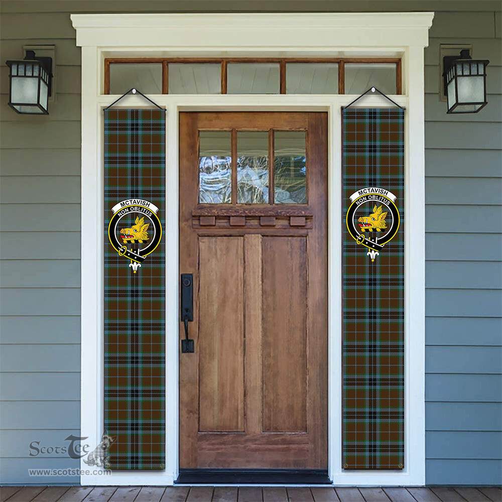 ScotsTee Shop Scottish McTavish Hunting Tartan Front Porch Sign Set, Hanging Banner Set