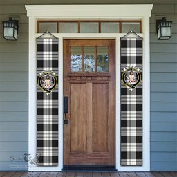 ScotsTee Shop Scottish MacFarlane Black White Tartan Front Porch Sign Set, Hanging Banner Set