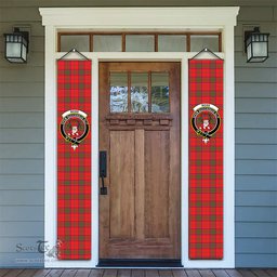 ScotsTee Shop Scottish Ross Modern Tartan Front Porch Sign Set, Hanging Banner Set