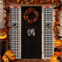 ScotsTee Shop Scottish Little Arisaid Ancient Tartan Front Porch Sign Set, Hanging Banner Set