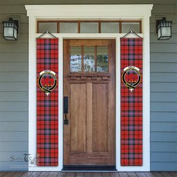 ScotsTee Shop Scottish Kelly of Sleat Red Ancient Tartan Front Porch Sign Set, Hanging Banner Set