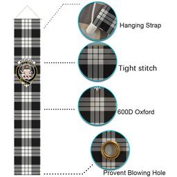 ScotsTee Shop Scottish McFarland Black White Tartan Front Porch Sign Set, Hanging Banner Set